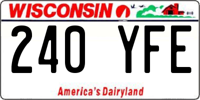 WI license plate 240YFE