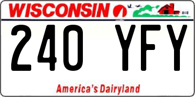 WI license plate 240YFY