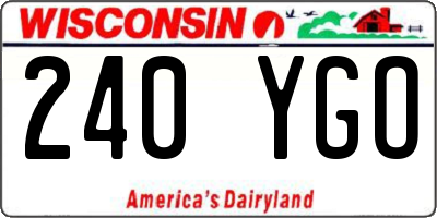 WI license plate 240YGO