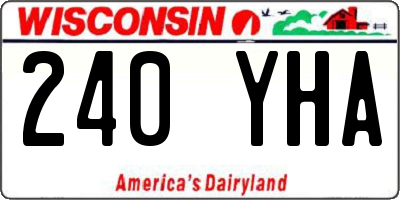 WI license plate 240YHA
