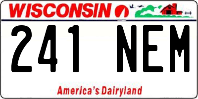 WI license plate 241NEM