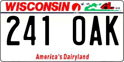 WI license plate 241OAK