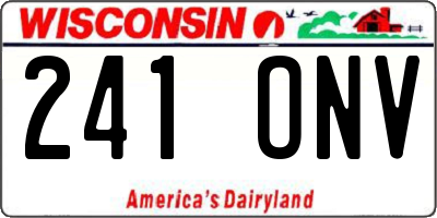WI license plate 241ONV