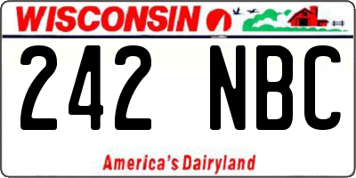 WI license plate 242NBC