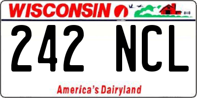 WI license plate 242NCL