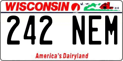 WI license plate 242NEM