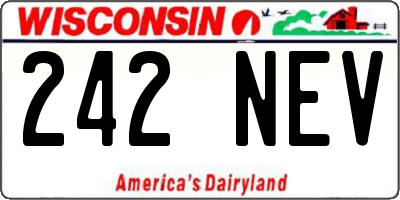 WI license plate 242NEV