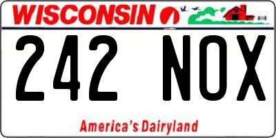 WI license plate 242NOX