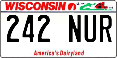 WI license plate 242NUR