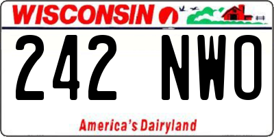 WI license plate 242NWO