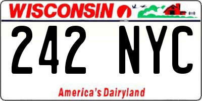 WI license plate 242NYC
