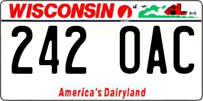 WI license plate 242OAC