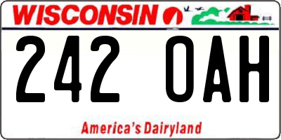 WI license plate 242OAH