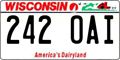 WI license plate 242OAI