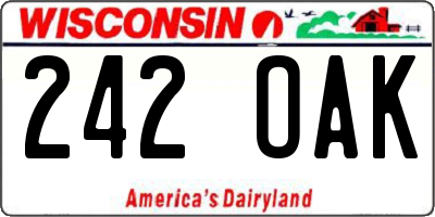 WI license plate 242OAK