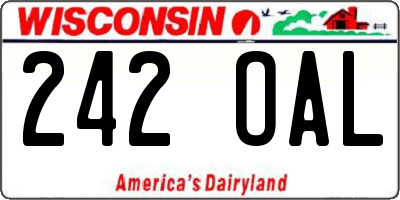 WI license plate 242OAL