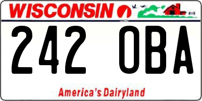 WI license plate 242OBA