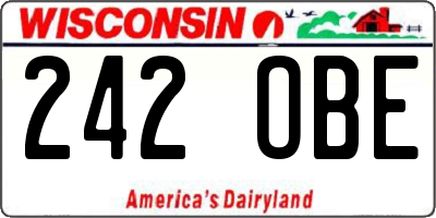 WI license plate 242OBE