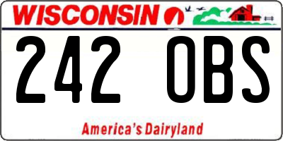 WI license plate 242OBS