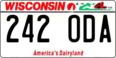 WI license plate 242ODA
