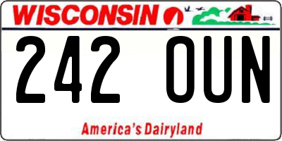 WI license plate 242OUN