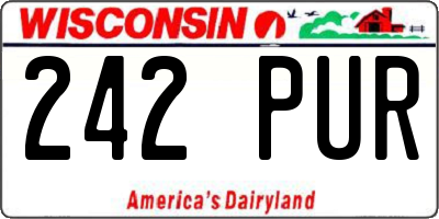 WI license plate 242PUR