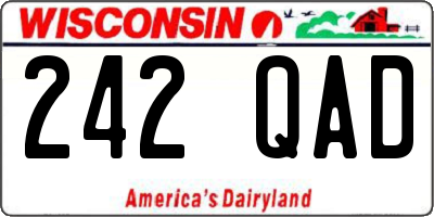 WI license plate 242QAD