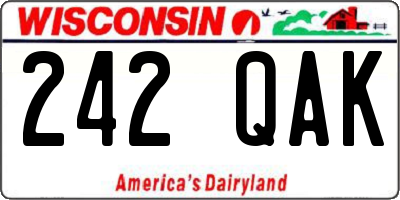 WI license plate 242QAK