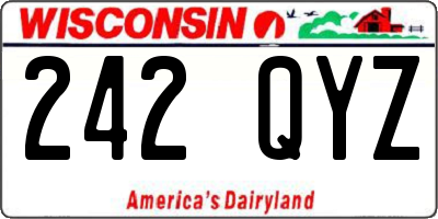 WI license plate 242QYZ