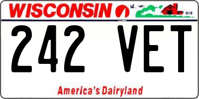 WI license plate 242VET