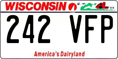 WI license plate 242VFP