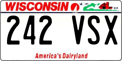 WI license plate 242VSX