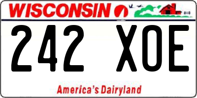 WI license plate 242XOE
