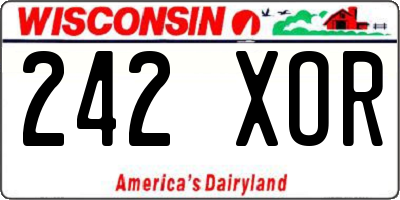 WI license plate 242XOR