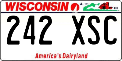 WI license plate 242XSC