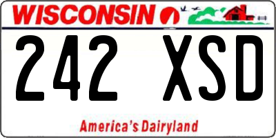 WI license plate 242XSD