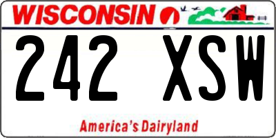 WI license plate 242XSW
