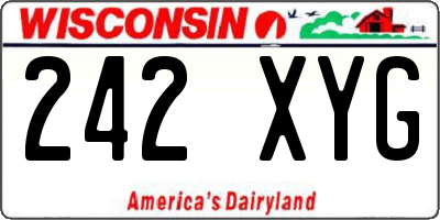 WI license plate 242XYG