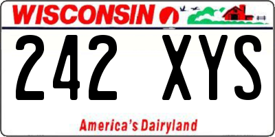 WI license plate 242XYS