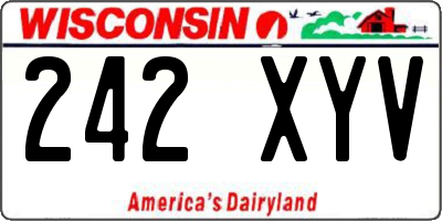 WI license plate 242XYV