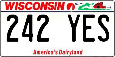 WI license plate 242YES