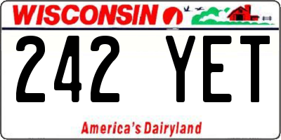 WI license plate 242YET