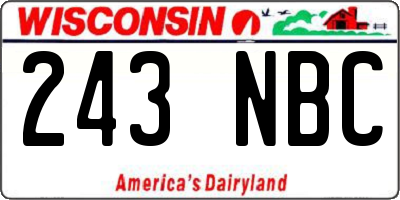 WI license plate 243NBC