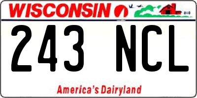 WI license plate 243NCL