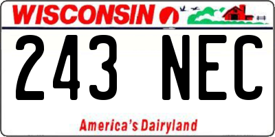 WI license plate 243NEC