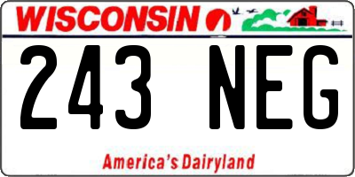 WI license plate 243NEG