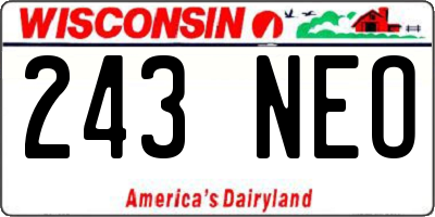 WI license plate 243NEO