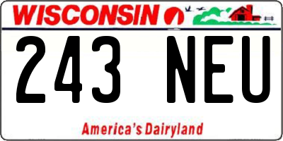 WI license plate 243NEU