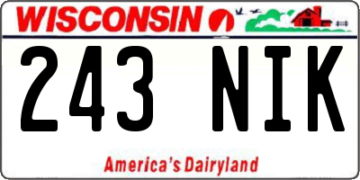 WI license plate 243NIK