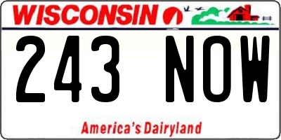 WI license plate 243NOW